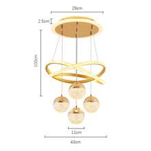 4-Head Acrylic Ball LED Ceiling Light - Crystal Accents, LED Tri-Color Variable Light -Adjustable Luxury Chandelier With Golden Metal Frame For Christmas Gifts, Holiday Office, Bedroom, Hotel, Party, Restaurant Decorati - 金色 - 查看 7