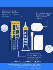 Transparentes Reparatur-Set, Kleber + quadratischer Patch / runder Aufnäher; geeignet für aufblasbare Matratzen, Schwimmringe, Zelte, Segeltuch-Vordache; Reparaturaufnäher geeignet als auflässliche Matresse, aufgeblasene Boote, Outdoor-Zähne, Baderinge