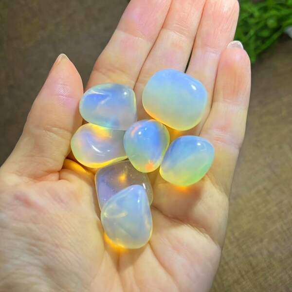 10-Piece Set Of Natural Opal Tumbled Stones, Quartz, Crystal, Desktop Decorations, Ornaments, Christmas, Halloween, Holiday Gifts DIY Jewelry Materials