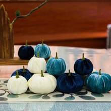 NetHong 12Pcs Fall Artificial Pumpkins Fake Velvet Pumpkin Autumn Halloween Party Decor - Multicolor - View 7