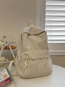 1 件灯芯绒背包 - 新款韩版百搭背包，适合大学生/在校学生，大容量通勤旅行包书包