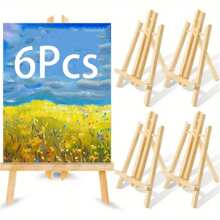 6 bucăți din lemn, inclusiv șevalet + tablă de desen + paletă + pensulă + pensulă de ulei, suport de șevalet pentru pictură, pânză, artă și meșteșuguri - design trepied, afișaj portabil pe desktop pentru opere de artă, fotografii și semne, pentru rechizite școlare, înapoi la școală