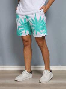 Bermudas Masculinas  Mauricinho Shorts Seca Rápido  Surf Estampada Praia Tactel  Adulto  Shorts - Verde - Visão 4