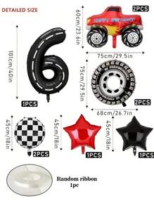 10pcs Racing Car Theme Birthday Party Decorations Set, Includes 40-Inch Number Balloon, Pickup Truck, Tire Shaped Foil Balloons, Make Your Party More Fun