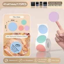 Niimbot 不干胶标签 白色/花色/圆形/有线/透明贴纸防水纸 适用于 Niimbot B1 B21 迷你便携式打印机 适用于价格标签热敏标签机 - 彩色 - 查看 11