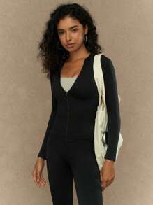 Yefecy Women's Workout Jacket Lightweight Zip Up Yoga Jacket Cropped Athletic Slim Fit Tops