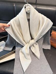 1 pezzo Elegante sciarpa quadrata in raso lucido di alta qualità con stampa floreale e fili d'argento, foulard di moda, foulard versatile per capelli, scialle, accessorio di protezione solare per donne e abiti