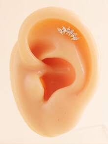 1pc Cubic Zirconia Stud Earring - Yellow Gold - View 10