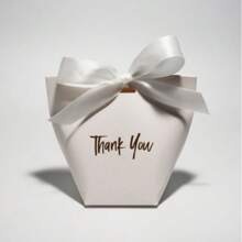 3 pezzi Scatola regalo in carta premium bianca con nastro, elegante: scatola regalo in carta con scritta dorata "Grazie" | Nastro raffinato | Perfetto per Natale, matrimoni, baby shower e altro ancora, per forniture scolastiche, ritorno a scuola