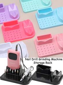 美甲钻机打磨机亚克力收纳盒24孔美甲钻头架收纳化妆品收纳架展示美甲工具 - 彩色 - 查看 1