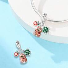 1 件镀银动物系列水豚休闲吊坠、水豚喝奶茶珠、水豚发芽珠、水豚扛龟珠、腊肠犬珠、粉色小熊吊坠饰物，适合 DIY 珠宝制作手链和项链，可作为情侣珠宝礼物。