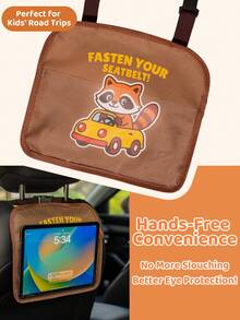 1 Pack Kids Car Backseat IPad Holder – Hands-Free Tablet Mount With Touchscreen Pockets For Healthy Viewing And Travel Entertainment - Brown - View 3