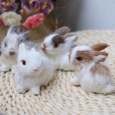 1 Tượng thỏ mini chân thực, đồ trang trí thủ công cao cấp, thích hợp cho văn phòng, nhà ở, xe hơi, trưng bày cửa sổ, phòng khách, phòng ngủ, trang trí động vật chân thực, hoàn hảo cho ngày lễ, sinh nhật và làm quà tặng