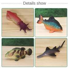 Juguetes realistas de criaturas marinas de silicona suave, modelo de juego de simulación, regalos para niños, decoración y aprendizaje, incluye medusa, caballito de mar, piraña, pulpo, pez volador, estrella de mar, calamar, atún, pez sierra, mero, tiburón cebra, compañero para el crecimiento del niño