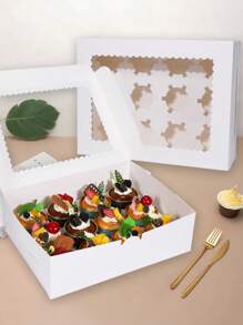 8/4pcs/1pc Cupcake Box With Window, 12 Cup Cake Box, Large Cake Box, Suitable For Birthday, Wedding, Valentine's Day, Gift Packaging Box