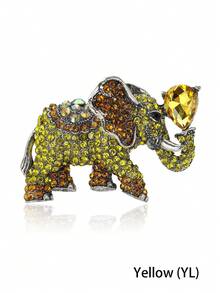 Vintage Rhinestones Elephant Brooch - Elegant Crystal Animal Pin For Friends Party/Banquet Gift Accessory Decoration & Good Luck Gifts - The Elephant (1777) - View 11