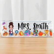 Cosas escolares personalizadas para maestros, placa de escritorio con nombre, regalo de regreso a la escuela para maestro, decoración de oficina