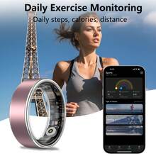 男女智能环健身追踪器 - 防水健康环，用于睡眠追踪、心率和血氧监测和压力、家庭护理健身环、步数和卡路里燃烧计数、手势滑动视频内置运动手势功能、佩戴舒适、智能拍照（由 APP 控制）（16mAh 可充电电池）适用于节日、圣诞节、万圣节、生日派对和特殊场合 - ET-多色 - 查看 6