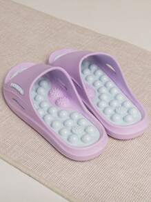粉色女士按摩拖鞋，圆球鞋底，足底穴位按摩，舒适柔软，淋浴凉鞋，室内家居拖鞋 - 淡紫色 - 查看 3