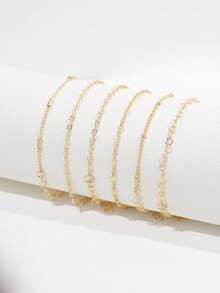 5 件不锈钢心形串珠多层手链套装，日常、工作、派对、男女通用的时尚配饰（珠子数量随机） - 金黃色 - 查看 2