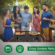 2 Burner Propane Gas Stove For Outdoor Cooking, 150,000 BTU Camping Cooker With Removable Legs, Temperature Control Knobs For Backyard Cooking, BBQ, Baking And Frying - màu đen - Xem 5