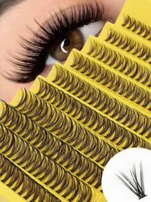 D 卷纤细睫毛簇睫毛，睫毛延长卷曲单根睫毛可在家 DIY 您喜欢的风格，蓬松假睫毛，柔软材质，200 件 DIY 簇混合长度睫毛自然柔软，是日常化妆和特殊场合的理想选择 - D - 查看 3