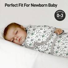 Baby Wrap-Style Sleeping Bag, Anti-Kick Quilt, Built-In Anti-Scare Baby Sleeping Bag For Newborns, Cartoon Pattern, Pure Cotton, 0-3M - 動物園 - 查看 2