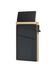 1pc, Minimalist Pop-Up Card Holder Wallet, Suitable For Men's RFID Shielding | Ultra-Thin Business Credit Card Wallet With Money Bag | Aluminum Metal Bank Card Holder, Can Store Banknotes, Coins, And Debit Cards, Is The Best Gift For Men