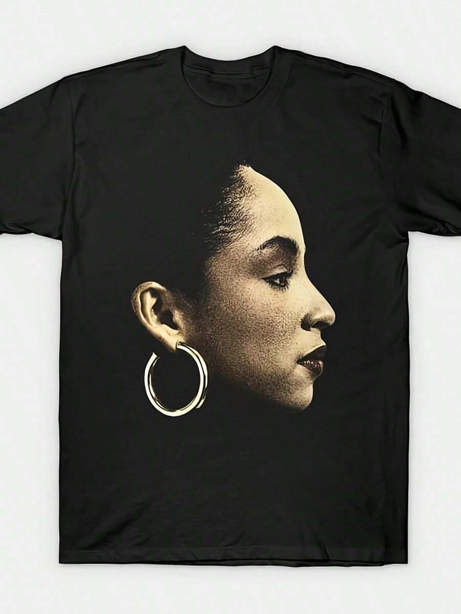 Soul Sade Men's Streetwear Graphic T-Shirt - Black & Golden Portrait Print Crew Neck Short Sleeve Tee, Regular Fit Casual Shirt For All Seasons, Machine Washable Vintage Shirts Graphic Tees Men Camisas Para Hombre Funny Shirts Printed & Shipped In USA - 黑色 - 查看 1