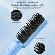 2-In-1 Hair Straightener And Curler‌;Wet/Dry Dual-Use Styling Tool‌;‌;Multifunctional StylingTool‌;Creates Smooth And Shiny Hair‌ ;Christmas Gift‌.Straightening Comb Hot Comb  Portable Hair Straightener Hair Brush  Transform Frizzy Hair To Silky Smooth Worthy Hair On The Go.Suitable For Both Home Use And Travel. It's An Ideal Gift For Women Anti-Frizz Ceramic Hot Brush To Smooth Hair, Anti-Scald Design Safety & Easy For All Ages - Xem 7