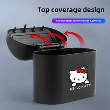 Sanrio 3pcs Hello Kitty Car Trash Can, Cute Mini Car Storage Box, Essential Car Accessory, Washable Material, Press-Open Design, Easy To Store And Use, Suitable For All Vehicle Models, Ideal For Car Organization And Storage