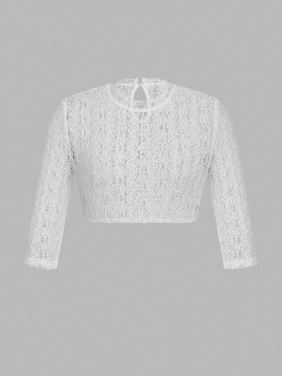 ii Women Oktoberfest Dirndl Blouse - Authentic Dirndl Shirt German Traditional White Crop Top Lace Long Sleeve Blouse, Halloween