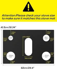 Silicone Stove Cover Gas Stove Top Covers Gas Range Stove Guard Reusable,Oven Liners Gas Range Protectors, Non-Stick Washable Keep Stove Clean Black Without Hole, 24.4x16.3 Inch - 黑色帶孔 - 查看 3