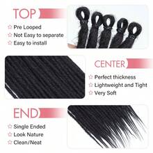 18/24 Inch 40 Strands Dreadlock Hair Extensions,Synthetic Hippie Single Ended Handmade Dreads,Thin 0.6cm Width Straight Reggae Style Dreadlocks For Woman - 黑色 - 查看 3