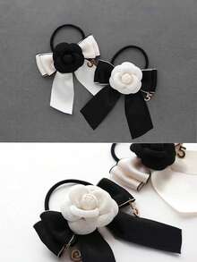 Black & White Glossy Vertical Striped Ribbon, Black & White Fabric Ribbon, DIY Bow Tie, Floral Decor Straw Hat, Suitable For DIY Hair Clips - Handmade Bow Tie Accessories, Sewing & Weaving Supplies, Sewing Ribbon, Holiday Party Gift Wrapping