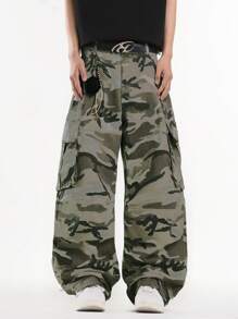 1条正义兄弟街头迷彩工装裤，宽松阔腿牛仔裤，休闲情侣款