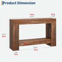120 Cm Long Console Table For The Entrance Area, Large 2-Tiered Sofa Table With Storage Space, Country-Style Console Table, Wooden Entry Table For Living Room, Entrance Area, Hallway - 棕色 - 查看 5