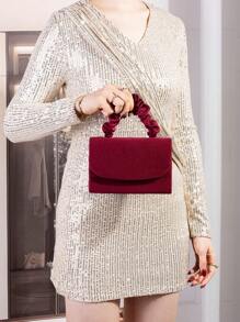 迷人、优雅、精致的灯芯绒手提包，磁性按扣闭合褶皱手腕手包适合女性日常使用、生日派对、婚礼、送给女士和情人节的最佳礼物、派对舞会包