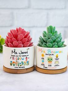 Ollas de plantas suculentas personalizadas con nombre y cita, regalos de fin de año escolar, bandeja de madera reflexiva, decoración de mesa, regalo para maestros, obsequios para maestras, agradecimiento a maestra, macetas con plantas, ollas succulentos, recuerdos para profesores, adornos para amantes de las plantas y regalos para fin del año, de vuelta a la escuela, ayudame a crecer, plantas para madres