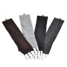 Nuevas Guantes Largos Cubre Brazos Clásicos Rosa Negro y Blanco a Rayas Guantes Sin Dedos Coderas Calientes Muñequera Tejida - Negro - Ver 5