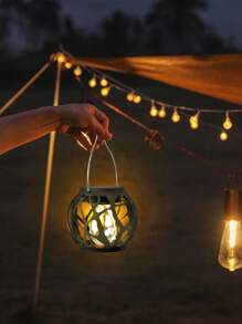 1PC/4PCS/8PCS/12PCS Solar Warm Light Flame Ball Lamp, Sun-Powered, LED, Warm Glow, Flame Effect, Waterproof, Outdoor Decor.