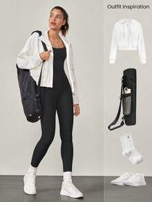 VVX Women's 2 Piece Outfits Casual Sets Ruched Camisole Tops And High Waisted Shorts/Pants Leggings Tracksuit Sets - 黑色 - 查看 4