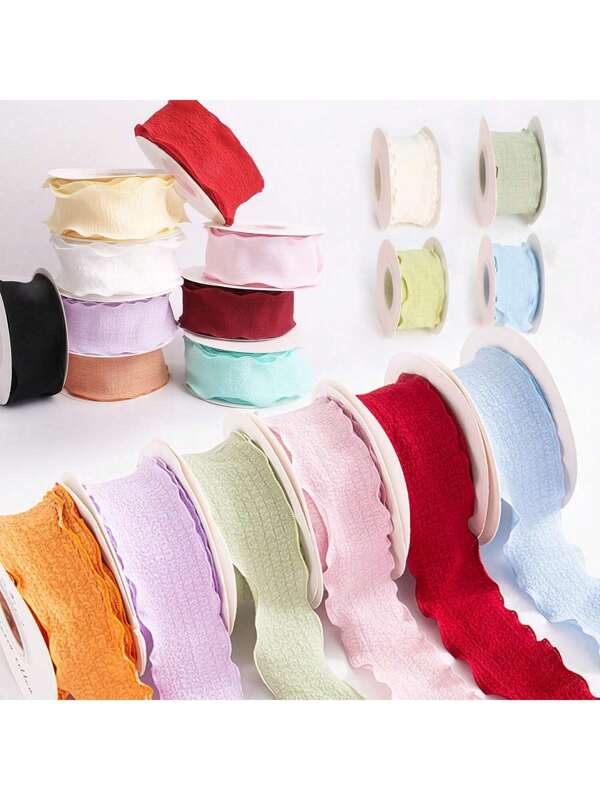 10 Yards Ruffled Ribbon Trim, Ruffled Ribbon Polyester Double Crepe Trim, Satin Ribbon On A Spool, Suitable For Bridal Bouquets, Gift Wrapping, Wedding Decorations, DIY Crafts.