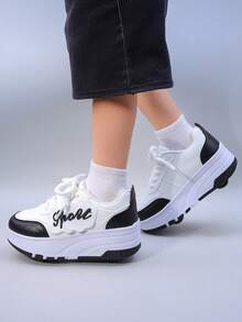 Kids Roller Skate Shoes With 4 Wheels, Detachable/2-In-1 Roller Sneakers, Lace-Up Athletic Shoes For Girls And Boys, Youth Leisure Sneakers - Black - View 6