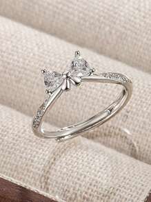 1pc Cute & Fresh Bowknot Adjustable Open Ring, Fashionable Daily Wear Romantic Wedding Accessory For Women