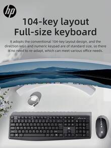 HP Black 108-Key Wireless Keyboard And Mouse Combination, 2.4G Full-Size Ergonomic Computer Keyboard, Mouse 3-Level DPI Adjustable, Office-Specific Classic Appearance Keyboard And Mouse Set - 黑色 - 查看 3