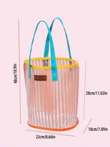 沙滩包防水大号透明 PVC 手提袋化妆品购物袋果冻袋礼品袋透明单肩手提购物袋，派对袋婚礼生日派对礼品袋工艺手提袋派对礼品生日装饰派对礼品装饰婚礼装饰派对用品时尚透明防水袋