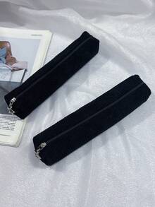 1pc Minimalist Solid Color Corduroy Pencil Case, Multiple Sizes Available, Multi-Purpose Stationery Pouch,For School Supplies,Back To School,Bag - Single Piece - View 13