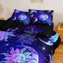 Sun And Moon Queen Comforter Set Purple Galaxy Bed In A Bag 8 Pcs Boho Chic Mandala Home Decor With 1 Cushion Cover - 紫色 - 查看 10