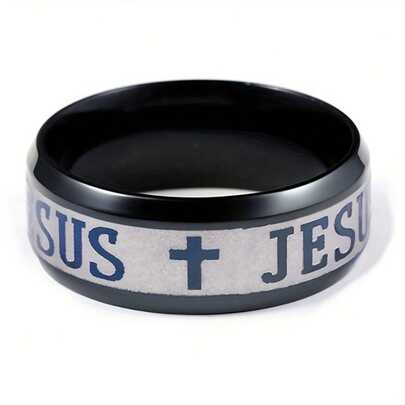 Vintage Stainless Steel Men's Ring With Cross And Jesus Pattern - Vintage Style, Perfect Men's Gift